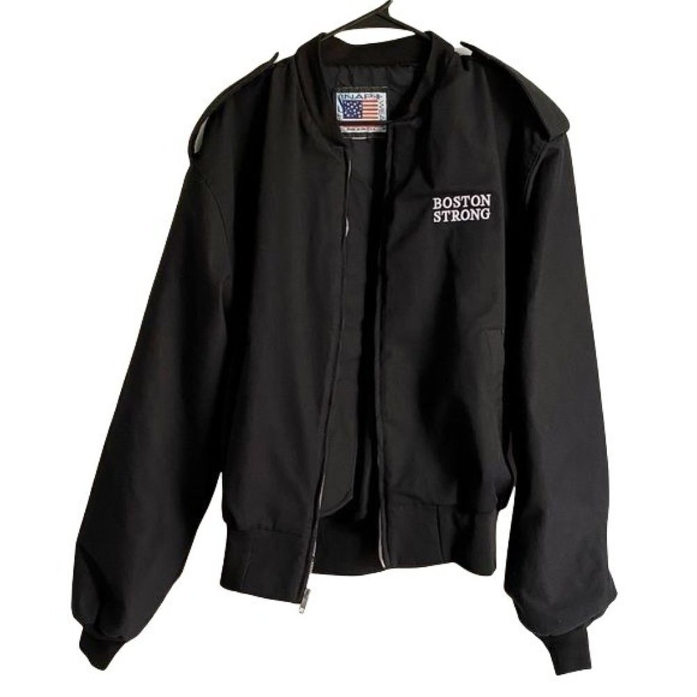Snap n Wear Boston Strong Full Zip Black Jacket Mens Size Large
